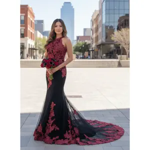 Alita Black and Burgundy Wedding Dress, Black and Red Wedding Dress