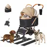PAWPUBBY Deluxe Foldable Pet Stroller for Dogs & Cats - Breathable Mesh, Storage Compartment,Outdoor Travel Carrier for Walks - Pet Lover Essential, Outside,Deals For Your Days,familyfun