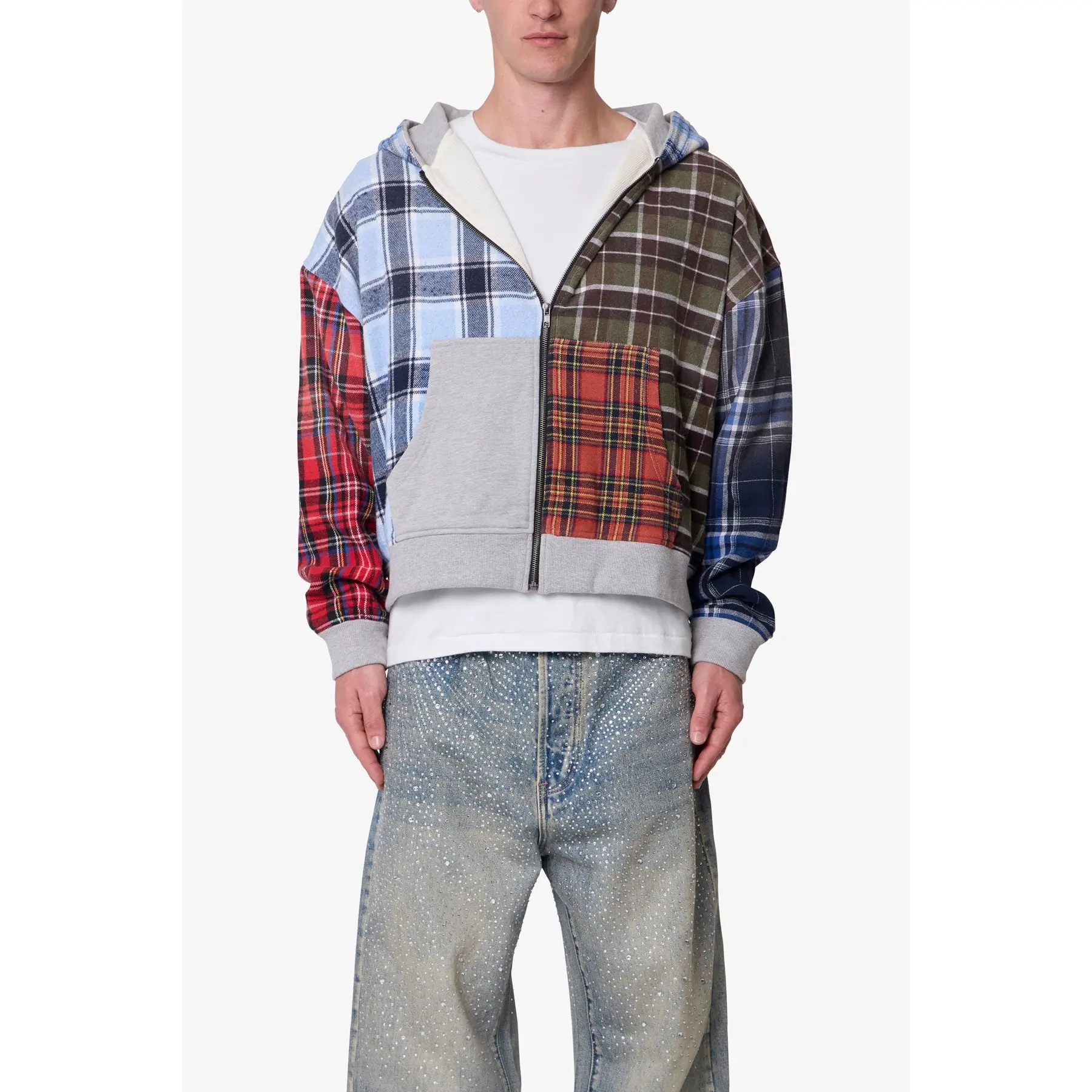 mnml Blocked Flannel Hoodie - Multi