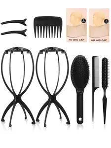12pcs Wig Stand and Wig Brush Comb Set, Wig Holder Comb for Human and Synthetic Hair, Durable Wig Accessories for Styling