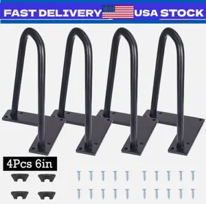 Hairpin Legs Metal Legs TV Desk Coffee Table Legs 6 inch 2 Rods Iron Set of 4 US
