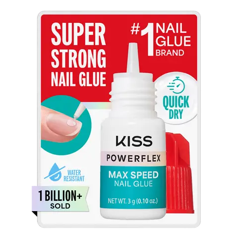 Kiss PowerFlex Maximum Speed Fake Nail Glue - 0.10 oz. | Nail Adhesive, Press-On Glue, Fast Drying, Strong Hold