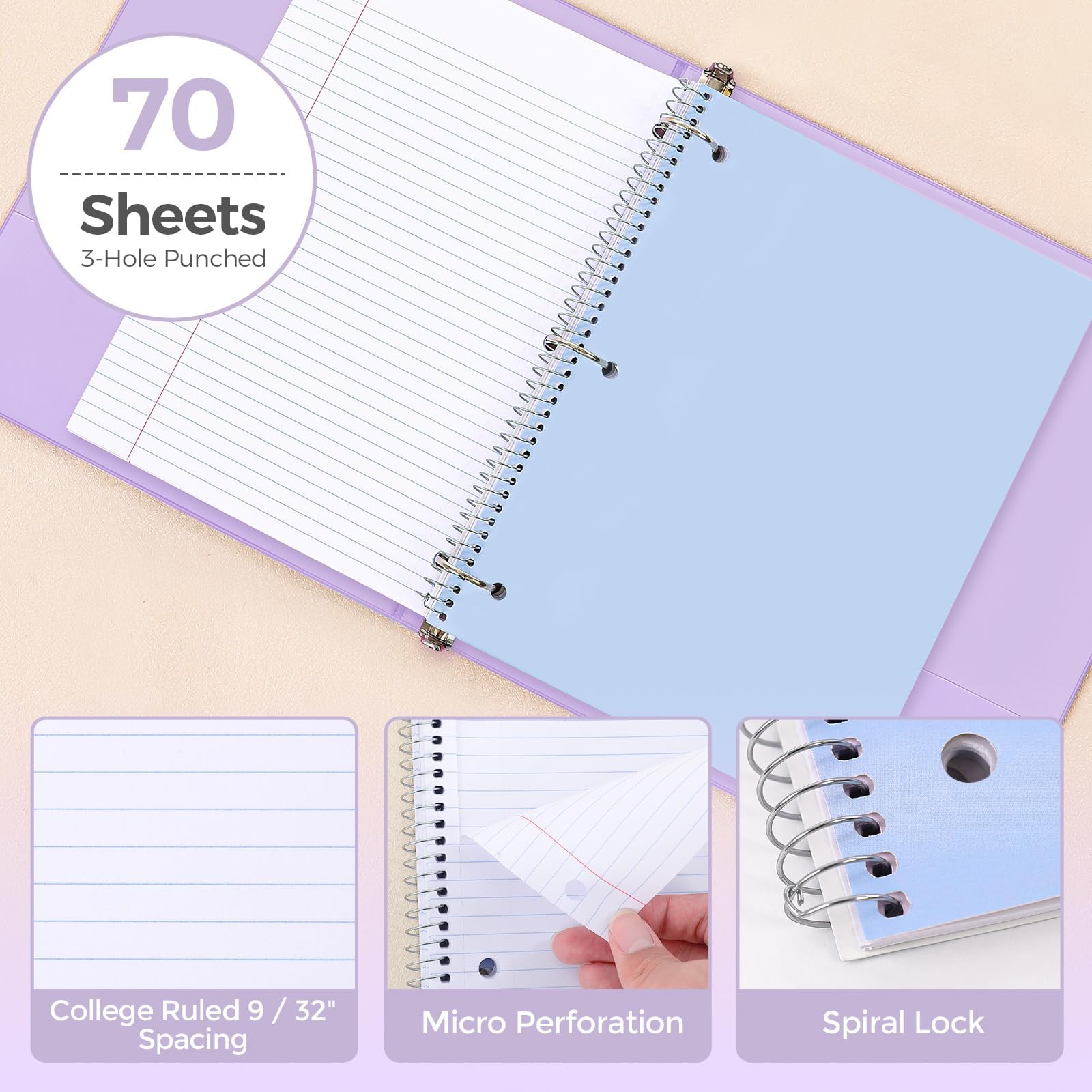 SKYDUE Aesthetic School Supplies Bundle - 1" Binder, 2 File Folders, 3 Notebooks, 8 Dividers, Pencil Pouch - Classroom Supplies, Office Study Materials for Back to School Essentials,back to school haul,college school supplies,back to school shopping