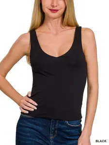 AMY DOUBLE LAYER V NECK TANK TOP
