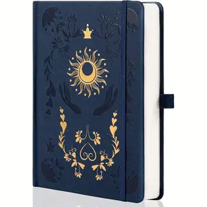 1 dot grid notebook, 100 pages, A5 medium size (5.7'' x 8.3''), leather cover, 160 GSM thick paper, suitable for bullet journaling, planning, and tracking