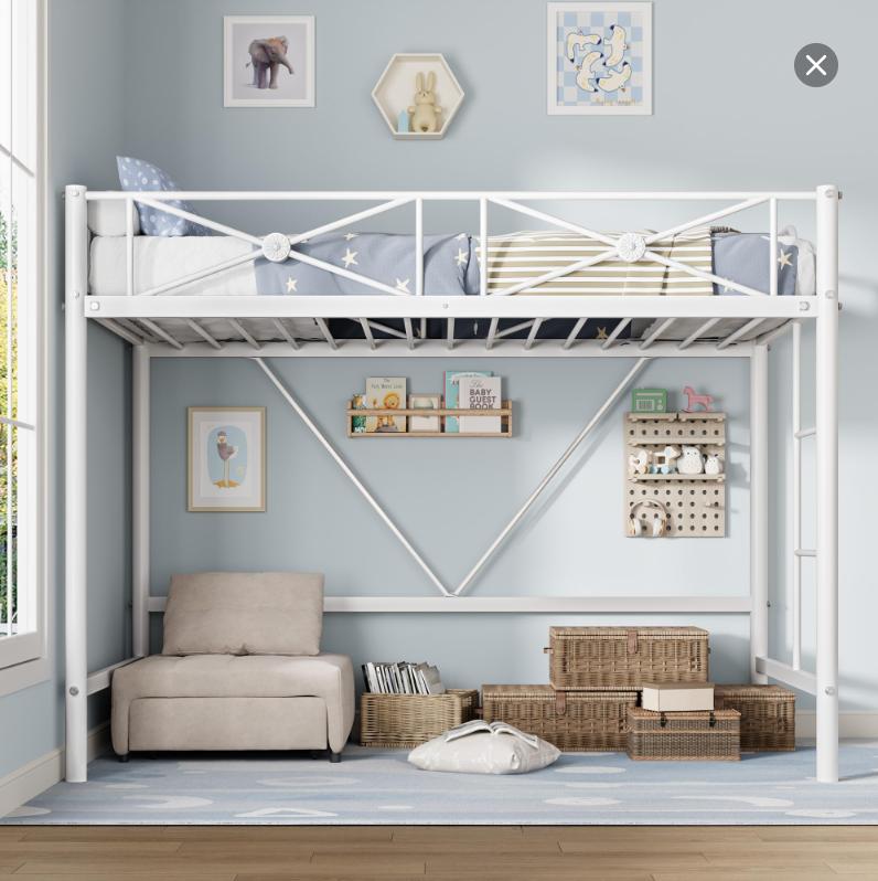 SA-Garvee Twin Size Loft Bed, Industrial Heavy Duty Metal Loft Bed Frame with Ladder and Guardrail for Kids Adults, Small Space Saving Design for Bedroom Dorm, White SA-Garvee Twin Size Loft Bed, Industrial Heavy Duty Metal Loft Bed Frame with Ladder and Guardrail for Kids Adults, Small Space Saving Design for Bedroom Dorm, White