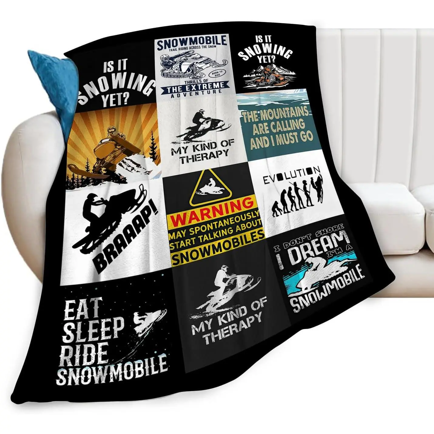 Snowmobile Blanket Snow Mobiling Throw Blankets Cozy Plush Flannel Mobile Sports Blanket Gifts for Women Men 50"x40"