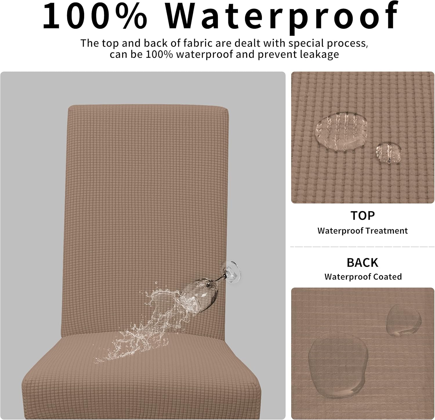 CRFATOP Waterproof Dining Room Chair Cover Set of 4, Stretch Jacquard Parson Chair Slipcover Removable Washable Chair Protector for Home, Restaurant, Banquet