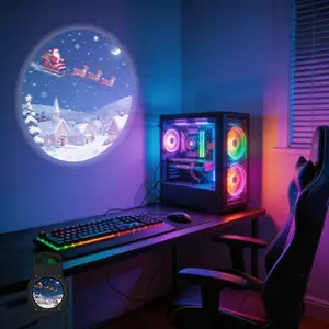 2D Flat, 1 pc, Santa Sleigh & Winter Town Pattern, Portable LED Pattern Projector Light, USB Interface,, Suitable for Christmas & New Year's Eve, Ideal for Living Room & Dining Room, A Perfect Gift for Family & Christmas Enthusiasts