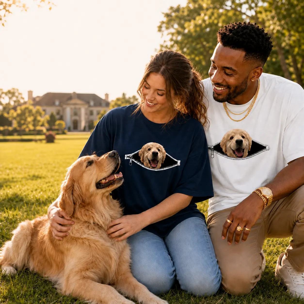 ADDICTIVE Custom Pet Photo T-shirt, featuring cute cats and dogs peeking out, family set, suitable for both men and women as a couple gift, trendy and personalized creative design patterns