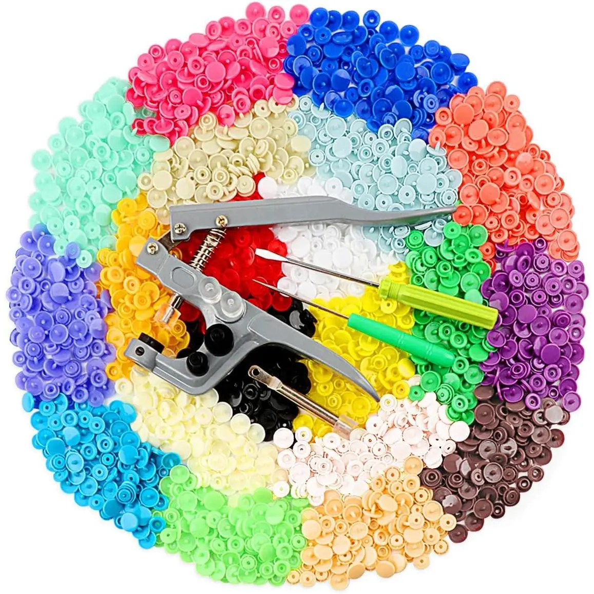 400 Sets Snap Buttons with Snap Pliers T5 Plastic Snaps No-Sew Buttons Fastener Setter for Clothing Diapers Bibs Rain Coat Crafting