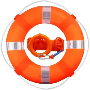 20 Inch Life Preserver Ring Set with 98.4FT Water Floating Lifesaving Rope, Foam Swim Buoy, Safety Throwable Throwing Ring Flotation Device for Swimming Pool Water Rescue