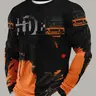 Men's MTB Mountain Bike Riding Shirt, Quick-Dry Breathable Long Sleeve T-Shirt, Trendy Motorcycle Style Graffiti Print Sports Top, Breathable Athletic Top, Premium Outdoor Apparel, Sport Outdoor Clothes, Outdoor Tops, Sportswear Clothing