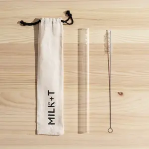 Glass Boba and Bubble Tea Straw with Cleaner - 12mm