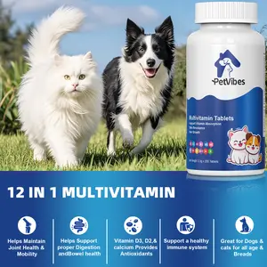 Daily Dog & Cat Multivitamin with Vitamins A, D3, E & B | Supports Skin, Coat, Bone & Heart Health, Maintains Immunity & Prevents Anemia | Ideal for Growing or Recovering Pets | 200 Tablets