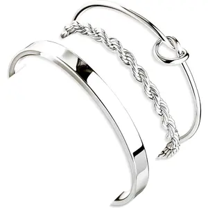 925 Sterling Silver Bracelets for Women Stack, 14K Gold Plated Bangle Cuff Jewelry Set Trendy, Adjustable Tennis Knot Twisted Bracelet for Wrist Essentials Women Fashion Gifts