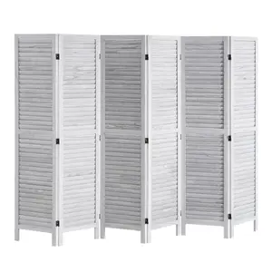 VEVOR Wood Room Divider, TikTokShopBlackFriday, 6 Panel Wood Folding Privacy Screen, 66.9 Inches Tall Indoor Louvered Wooden Partition, Portable Decoration Screen, for Room Separation, Home, Office, Restaurant & Bedroom