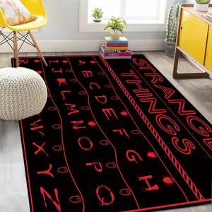 1pc Base Letter Password Print Non-Slip Decorative Area Rug, Perfect for Stranger Things Decor, Living Room Accent, Entryway Mat