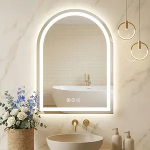 24"x36" LED Bathroom Mirror with Lights, Anti-Fog, Dimmable Backlit, Memory Function, Tempered Glass, Shatter-Proof, Lighted Vanity Mirror for Wall, Arched