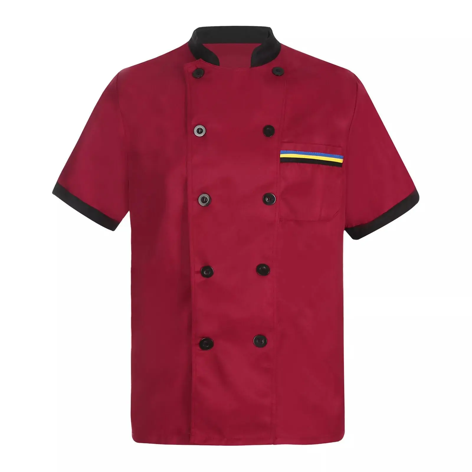 Unisex Short Sleeve Chef Coat, Breathable Polyester Jacket with Full Mesh Back, Sweat-Wicking Fabric & Pockets for Kitchen Workwear, Fabrics, Sleeved, Soft