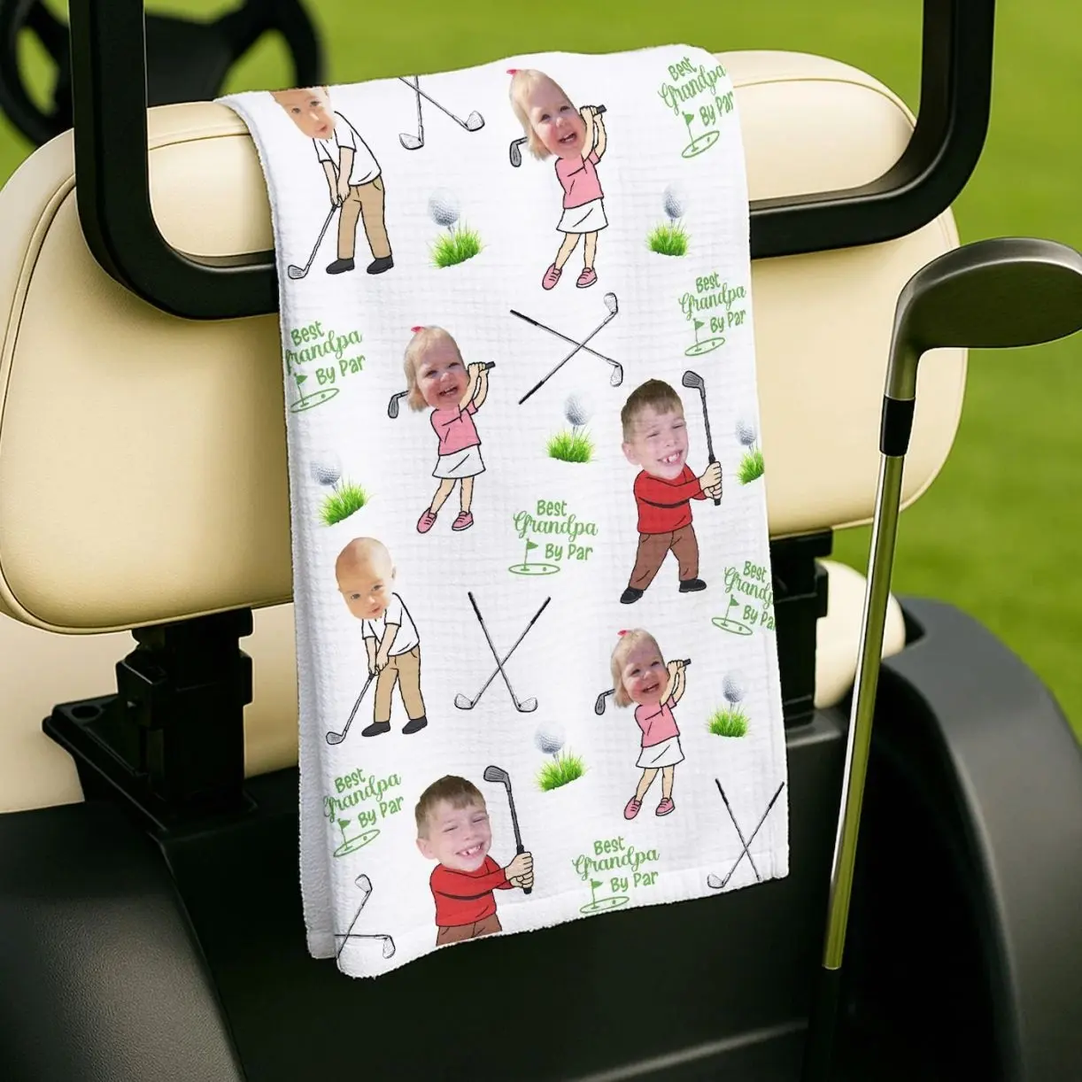 Personalized Golf Towel for Dad with Kid’s Photo – Custom Father's Day Gift Golf Accessories for Him