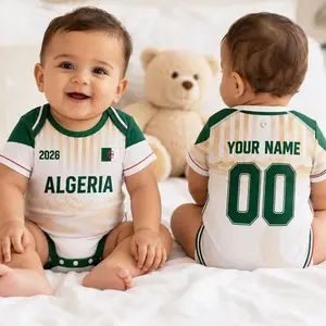 Personalized Algeria Baby Bodysuit, Custom Name Number Infant Soccer Outfit, Algeria Baby Jersey, Newborn Gift, Baby Soccer Jersey 2026 APC 1UY