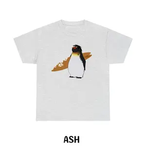 Surf’s Up Penguin T-Shirt, Funny Summer Beach Graphic Tee, Cute Surfboard Animal Shirt for Men and Women, Chill Cartoon Penguin Trendy Shirt For The Beach
