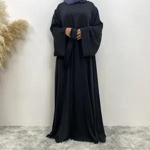 [Including tariffs] 6394# Best-Selling Luxury Wide-Sleeve Abaya Dress for Muslim Women | Premium Nida Fabric | Adjustable Tie-Waist Design | Modest & Breathable