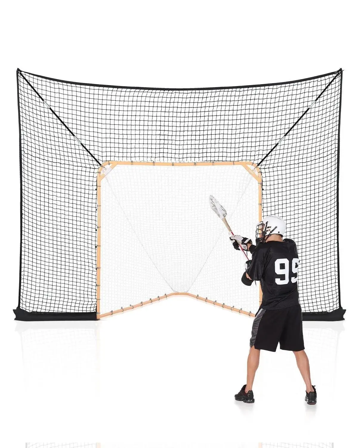 【Fallpicks】VEVOR Rectangular 12x9ft Lacrosse Goal Backstop Training Tools, Extended Coverage, Extra Protection, Quick Setup with Complete Accessories, Home Practice Equipment for Adults (NET ONLY)