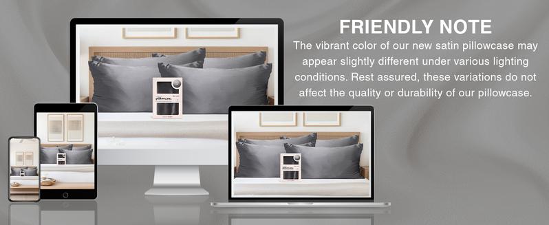 Kitsch Satin Pillowcase with Zipper for Hair & Skin, Softer Than Silk Pillow Cases, Wrinkle-Free, Smooth and Cooling Satin Pillow Covers, King Size 19"x36", Charcoal