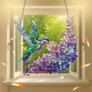Holographic Hummingbird Suncatcher: Lilac Window Decor Rainbow Maker