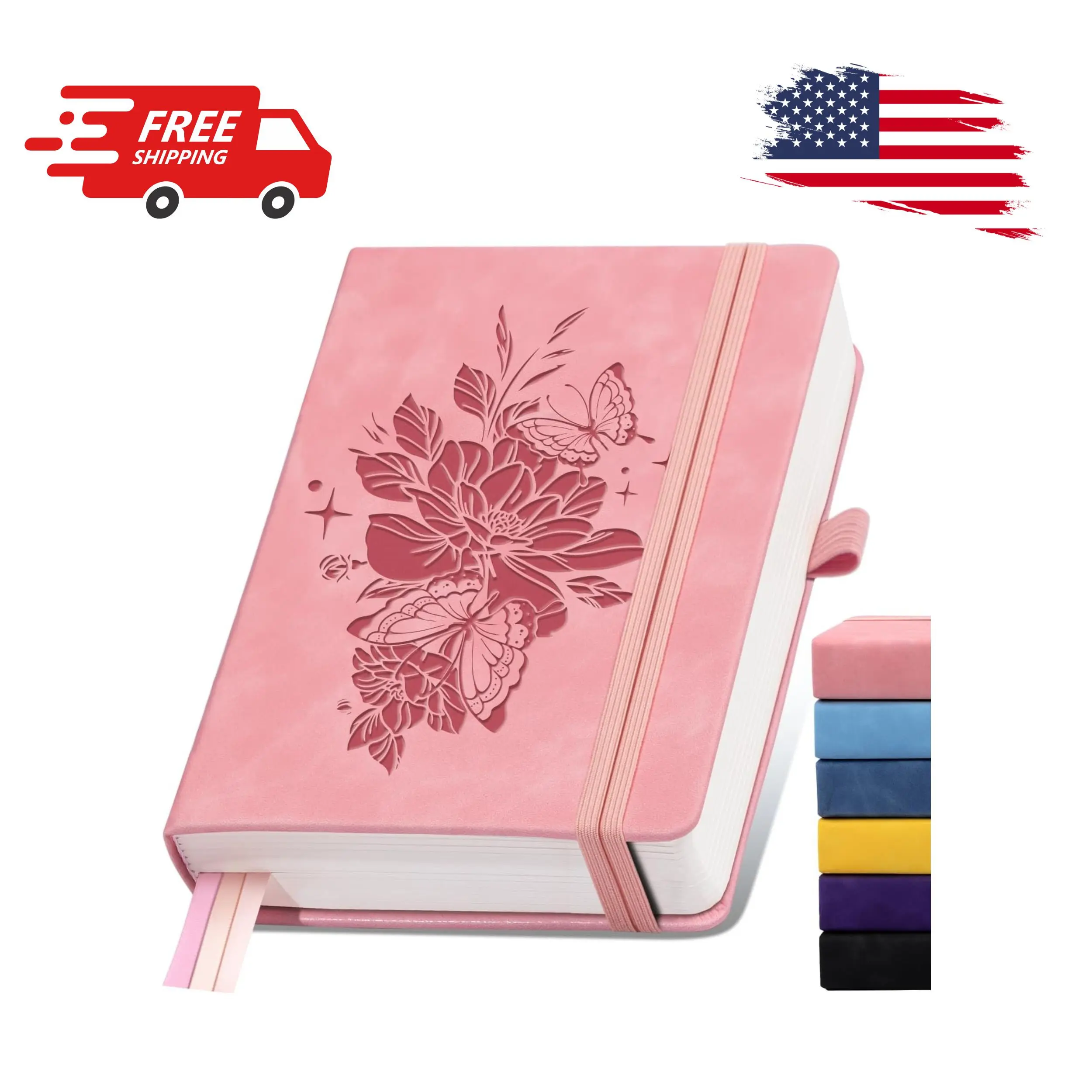 Lined Journal Notebook 365 Pages, A5 Leather Journals for Writing Women & Men Pink