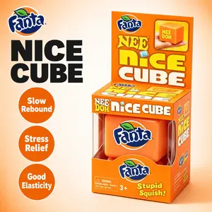 NeeDoh Giant Orange Ice Cube Fidget Toy, Super Squeezable Slow Rebound Sensory Toy, Portable Stress Relief Cube for Home Office School