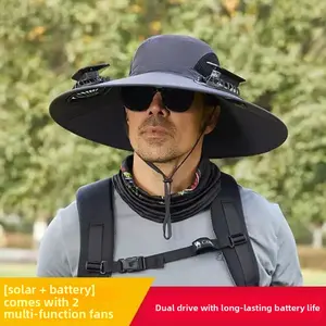 Solar shading and sun protection hat for summer mountain climbing and fishing. UV protection charging fan hat. Fisherman's hat.