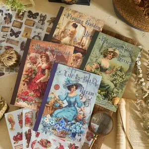 24 Sheets Large Washi Paper Sticker Album, Light Vintage Decorative Scrapbook DIY Landscape Stickers, Handmade Creative Journaling Supplies, Art Stickers