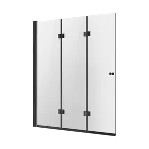 VEVOR Bathtub Shower Door 51 in. W x 56 in. H Frameless Foldable Tub Shower Doors