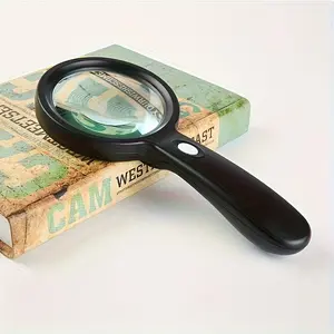 Lighting Magnifying Glass, 10X Handheld Large Reading Magnifying Glass, with 12 LED Lighting Lamps, Suitable for The Elderly, Repair, Coins, Elderly Reading Magnifying Glass
