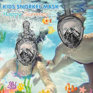 1pcs/Black Kids Full Face Snorkeling Mask with Camera Holder - Anti-Fog & Leak-Proof snorkeling gear, Large Panoramic Vision (180° View), Soft Cushioned Seal - for Boys & Girls Ages 3-14 Years - Swimming, snorkeling, scuba Snorkel Mask