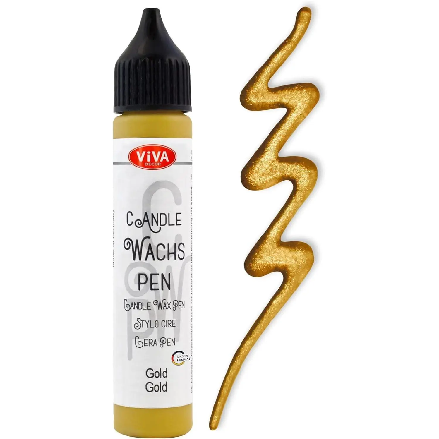 Viva Decor Candle Pen 0.95 FL oz - Gold - | Wax Paint for Candles | Candle Wax Pen for Custom Designs | Safe Candle Paint | Ideal for Decorating Candles for Special Occasions | DIY Projects