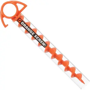 Ultimate Ground Anchors: Heavy Duty Screw-in Tent Stakes for High Wind, Sand, Canopies, and Camping - Made in USA, 100% Recycled, Included T-Grip Tool - (Small, Single Pack, Orange)
