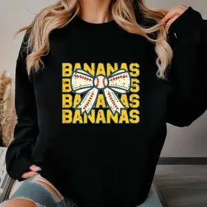Sweatshirt with "BANANAS" Text and Sporty Baseball - Bow Graphic