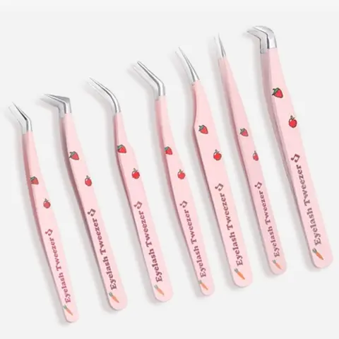 Cartoon Design Lash Tweezers, 7 Counts Professional Stainless False Eyelashes Applicator Tool, Lightweight Eyelash Extension Tool, Makeup Tool, Lashes Clusters