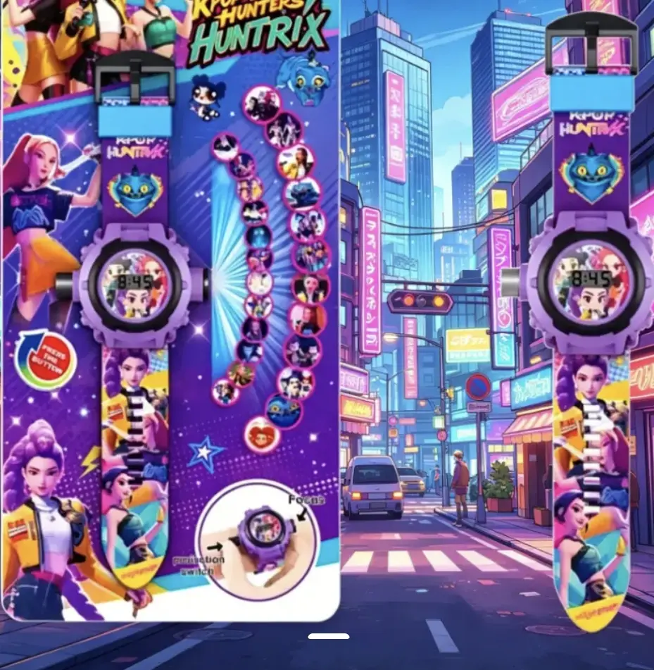 Cartoon Anime 24 Pattern 3D Projection Children's Multifunctional Watch Projector Toy Children's Birthday Gift