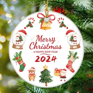 Christmas Ornaments, 2024 Christmas Tree Decorations Ornaments, Christmas Ornament Gifts for Family, Sister, Friend, Under Tree Christmas Ceramic Ornaments.