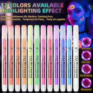 12 Color Glow-In-The-Dark Body Paint Pens, Football Fan Pattern DIY Acrylic Art Pens, Party Creative Graffiti Pens for Daily Use, Art Supplies