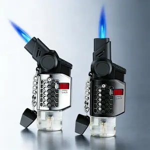 Compact Adjustable Flame Jet Torch Lighter | Rotatable 30°/45° Butane Wind-Resistant, Foldable Portable Design for Candles, Stoves & Fireplaces, Safety Lock, Aluminum Material (Gas Not Included)