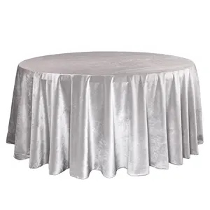 132 Inch Round Velvet Tablecloth Gray