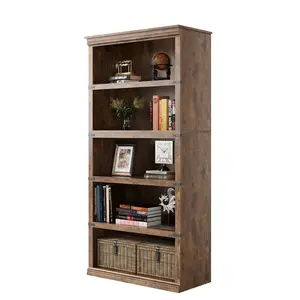 Garvee Librería Estilo Clásico de Pie - Estantería de 5 Niveles Abierta para Almacenamiento - Adecuada para Oficina, Estudio, Dormitorio y Salón - 80×32×171 cm - Vintage