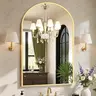 Sweetcrispy Modern Arched Mirror - Brushed Aluminum Frame, HD Shatterproof Glass, Accurate Reflection Bathroom Wall Decor, Vintage Charm Addition for Bedroom/Living Room Sink or Vanity Styling/Dressing