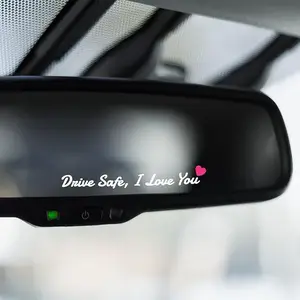 3X Drive Safe, I Love You Rear View Mirror Sticker, Rearview Mirror Decal with Heart Self Affirmations Car Window Decals Makeup Car Mirror Stickers for Women Water Bottle Laptop Gifts(White)